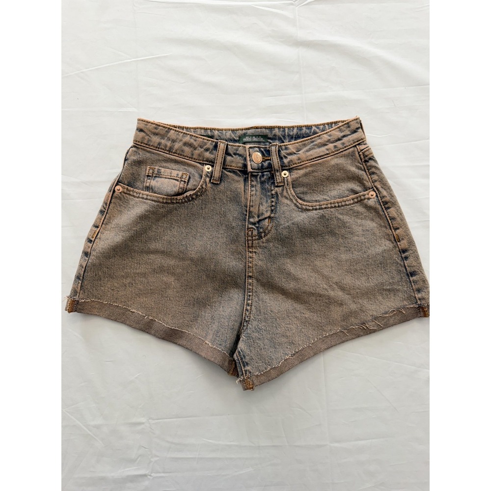 Wild Fable Shorts Womens 00 Brown High Rise Rolled Cuff Denim Cutoff Raw Hem